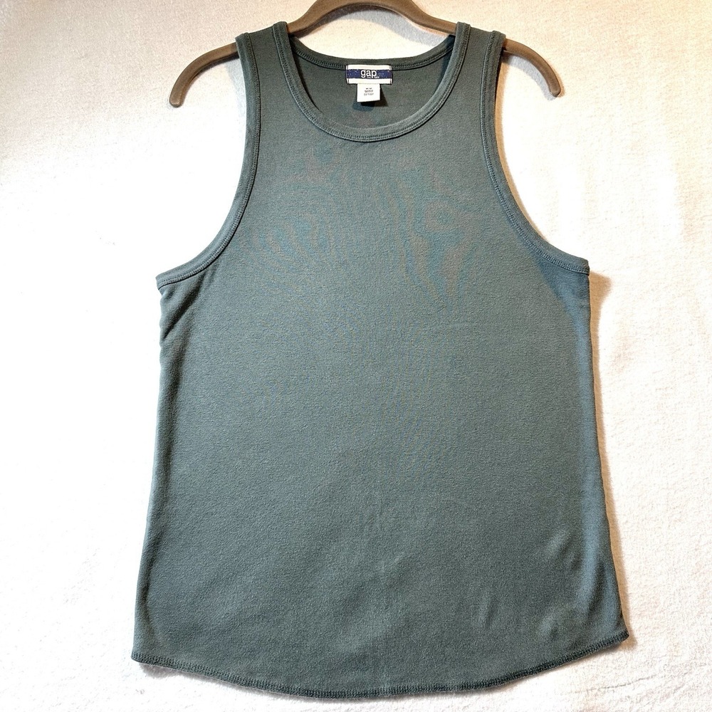 Vintage 2003 GAP Médium M Tank Top Green Basic Summer Casual Athletic‎ Muscle